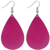 Pink Tree Of Life Wooden Teardrop Earrings