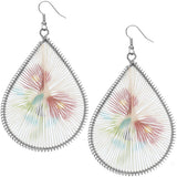 Pink Floral Woven Teardrop Dangle Earrings