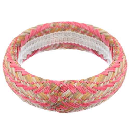 Pink Knit Canvas Bangle Bracelet