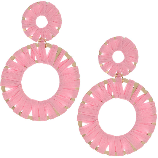 Pink Wrapped Thin Earrings
