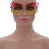Pink Yellow Butterfly Shaped Gradient Tinted Sunglasses