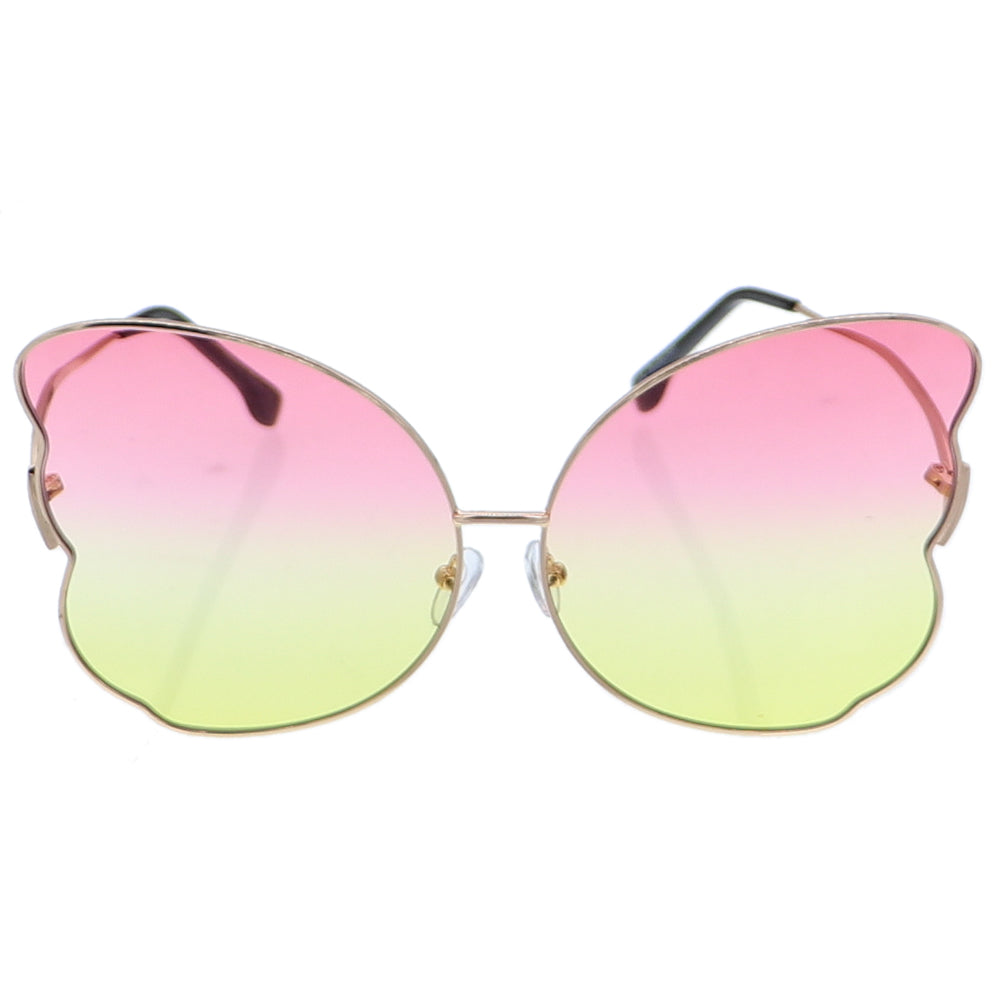 Pink Yellow Butterfly Shaped Gradient Tinted Sunglasses