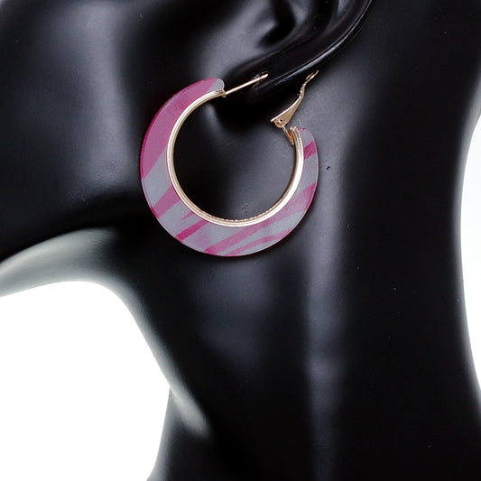 Pink Zebra Print Mini Hoop Earrings