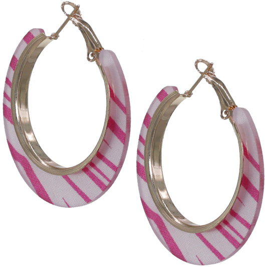 Pink Zebra Print Mini Hoop Earrings