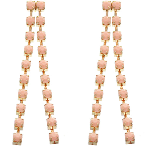 Pink Elegant Beaded Drop Earrings