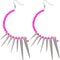 Pink Beaded Curve Spike Earrings