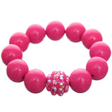 Pink Large Fireball Beaded Stretch Bracelet