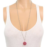 Red Beaded Fireball Charm Chain Necklace
