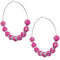 Pink Beaded Decor Hoop Earrings