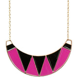 Pink Crescent Triangle Chain Bib Necklace