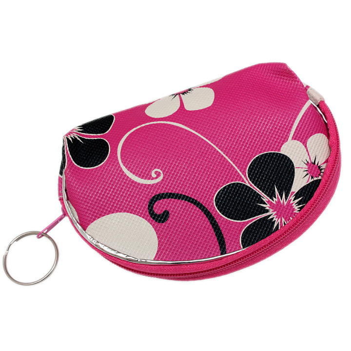 Pink Floral Key Chain Mini Purse