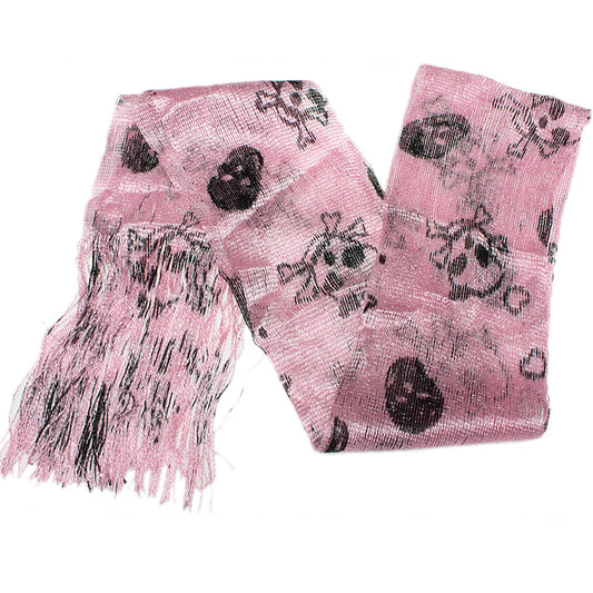 Pink Lightweight 3 in 1 Toxic Skull Sheer Scarf