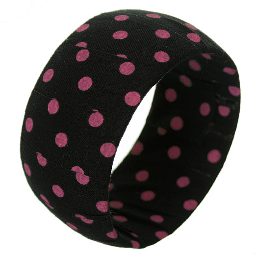 Pink Black Polka Dot Bangle Bracelet