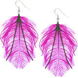 Pink Black Soft Shaft Feather Earrings