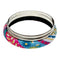 Pink Multicolor Fabric Wrapped Bangle Bracelet Set