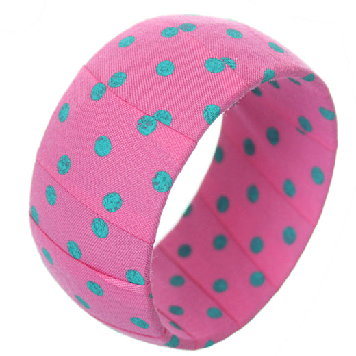 Pink Green Polka Dot Bangle Bracelet