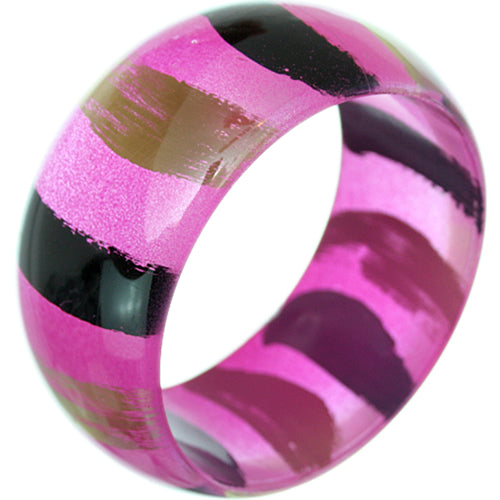 Pink Painted Striped Bangle Bracelet