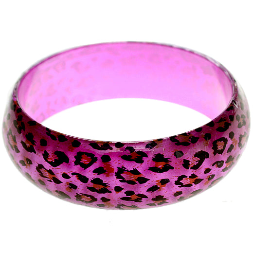 Pink Cheetah Print Glossy Bangle Bracelet