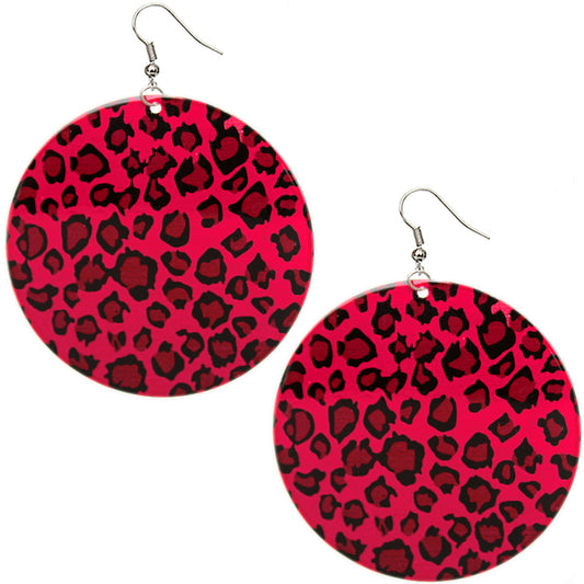 Pink Round Thin Spotted Earrings