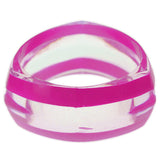 Pink Clear Striped Triangular Bangle Bracelet