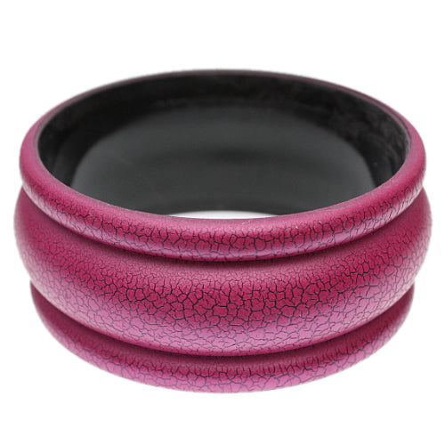 Pink Matte Crackle Bangle Bracelet