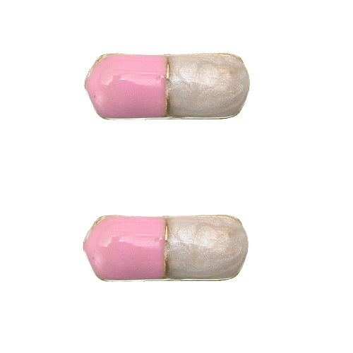 Pink Mini Pill Capsule Stud Earrings