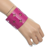 Pink Cutout Cross Metal Cuff Bracelet