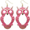 Pink Cutout Dangle Hoot Owl Earrings