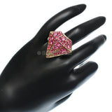 Pink Diamond Shaped Rhinestone Adjustable Ring