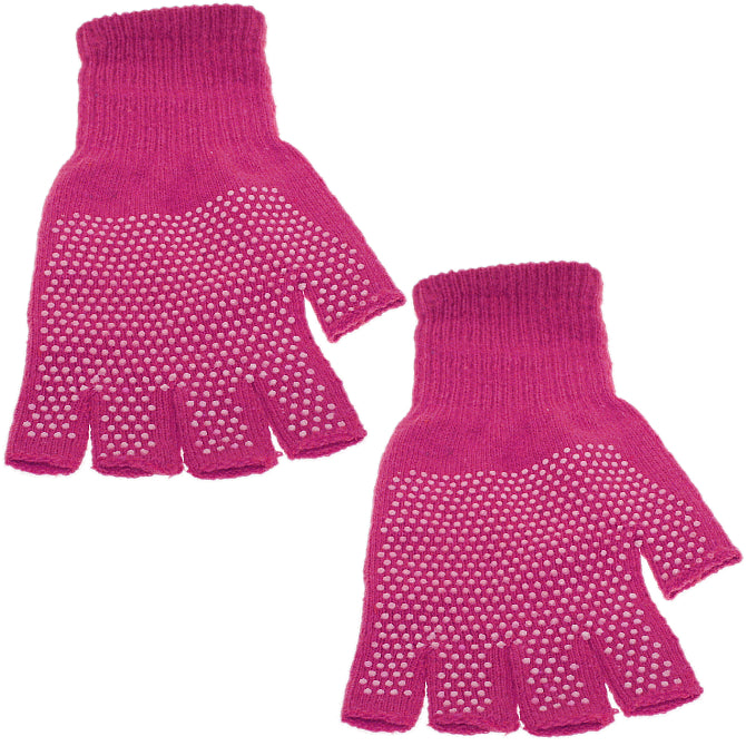 Pink Dotted Fingerless Mitten Gloves