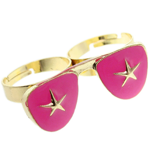 Pink Rhinestone Star Sunglasses Adjustable Ring