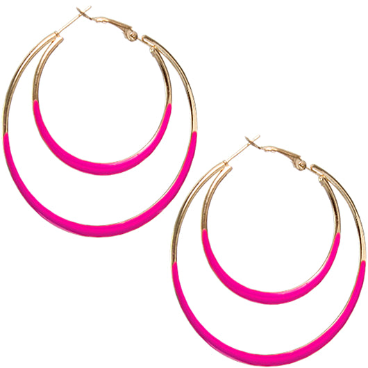 Pink mini double hoop earrings
