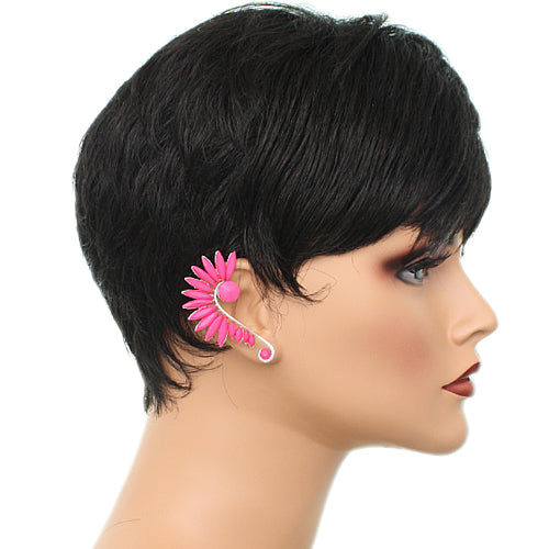 Pink Beaded Faceted Stud Cuff Earring
