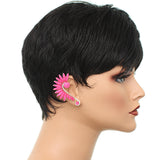 Pink Beaded Faceted Stud Cuff Earring