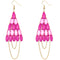 Pink Faceted Drop Chain Chandelier Earrings