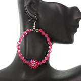 Pink Disco Ball Bead Hoop Earrings