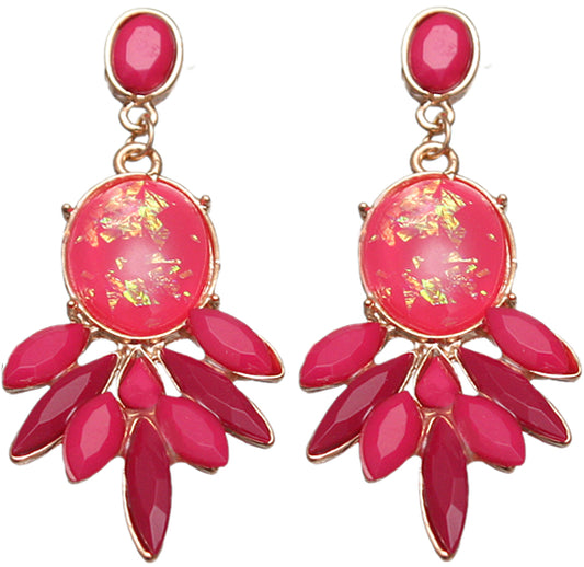 Pink Faceted Faux Gemstone Post Earrings