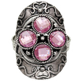 Pink Faceted Four Stone Adjustable Cocktail Ring