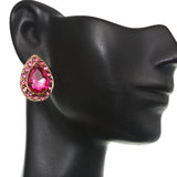 Pink Teardrop Gemstone Post Earrings