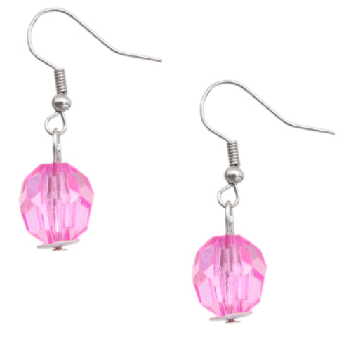 Pink Open Circle Faux Marble Beaded Necklace Set