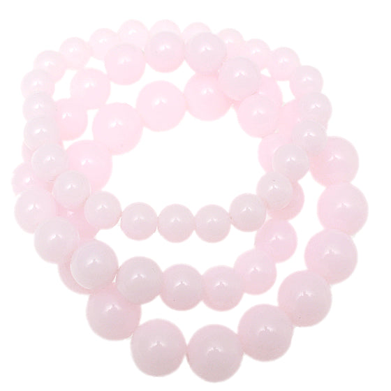 Light Pink Glossy Beaded Stretch Elastic Bracelet Set
