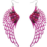 Pink Filigree Rhinestone Wing Earrings