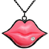 Pink Full Lips Charm Chain Necklace