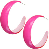 Pink Glossy Glitter Hoop Earrings