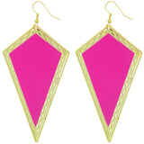 Pink Inverted Triangular Geometric Earrings