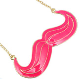 Pink Mustache Charm Chain Necklace