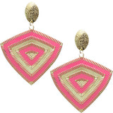 Pink Inverted Triangle Frost Earrings