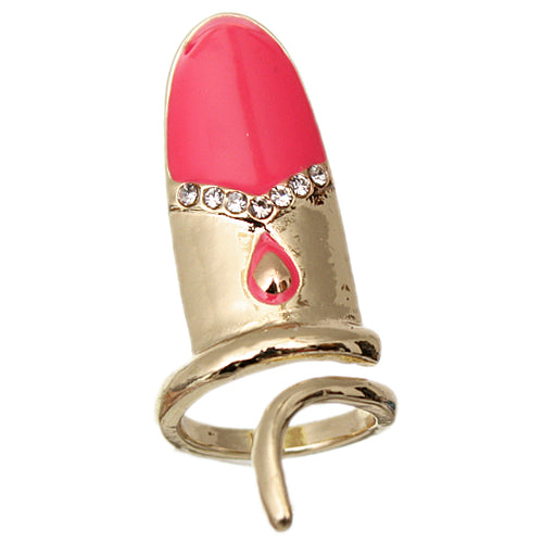 Pink Rhinestone Retro Mini Nail Ring