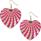Pink Filigree Dangle Heart Earrings