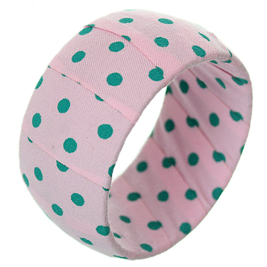 Pink Green Polka Dot Bangle Bracelet